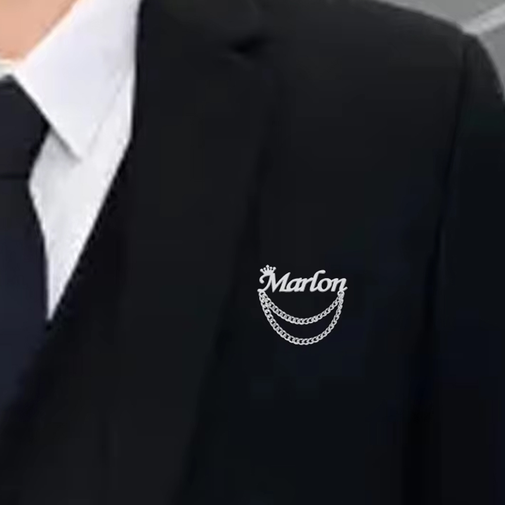 Tuxedo Lapel Pin - 개인화된 이름 브로치 맞춤형 크라운 핀