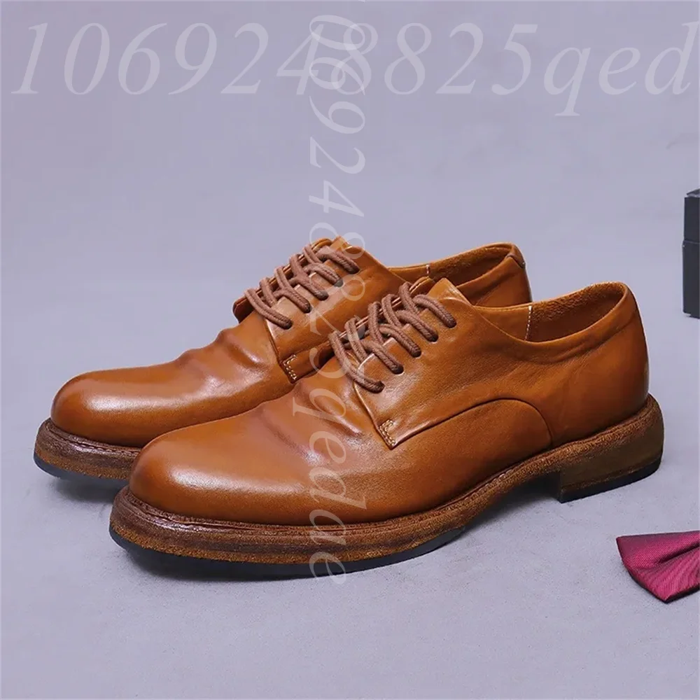 Formal Men Daily Wear Footwear - 남성용 수제 빈티지 레이스업 옥스포드화, 레트로