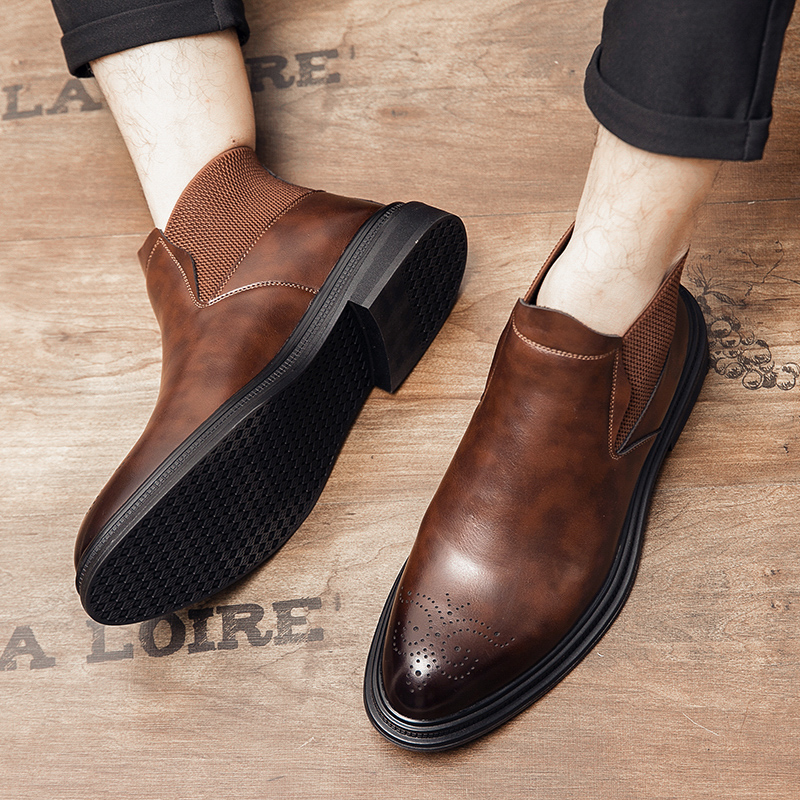 Men Formal Wear With Boots - 하이탑 가죽 신발은 남성용 브로그 레트로