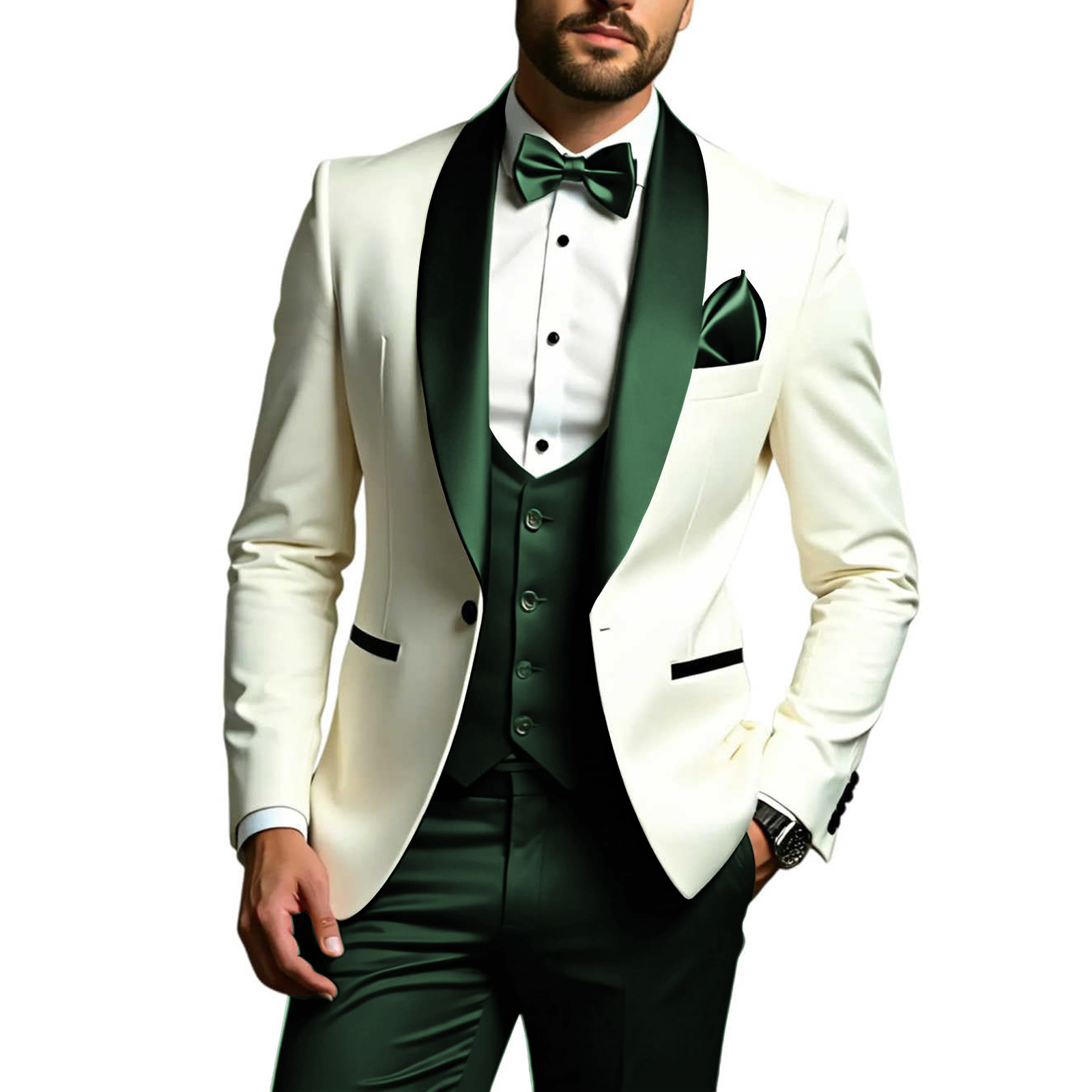 Men Formal Wear Modern - 남성용 3피스 슬림핏 턱시도 정장, 숄칼라