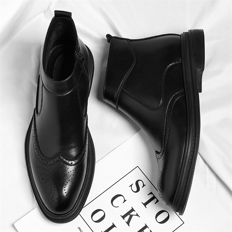 가을 겨울 두꺼운 밑창 남성 비즈니스 하이탑 부츠는 심 - Men Formal Wear With Boots 리뷰 및 가격