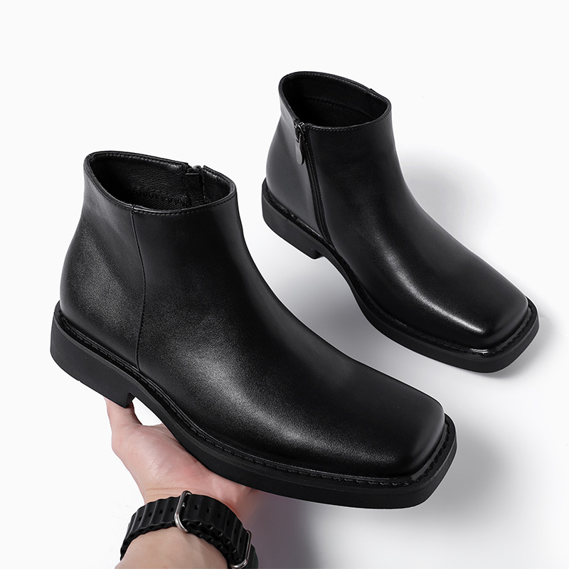 럭셔리 패션 블랙 남성 캐주얼 가죽 신발 가을 겨울 드 - Men Formal Wear With Boots 리뷰 및 가격