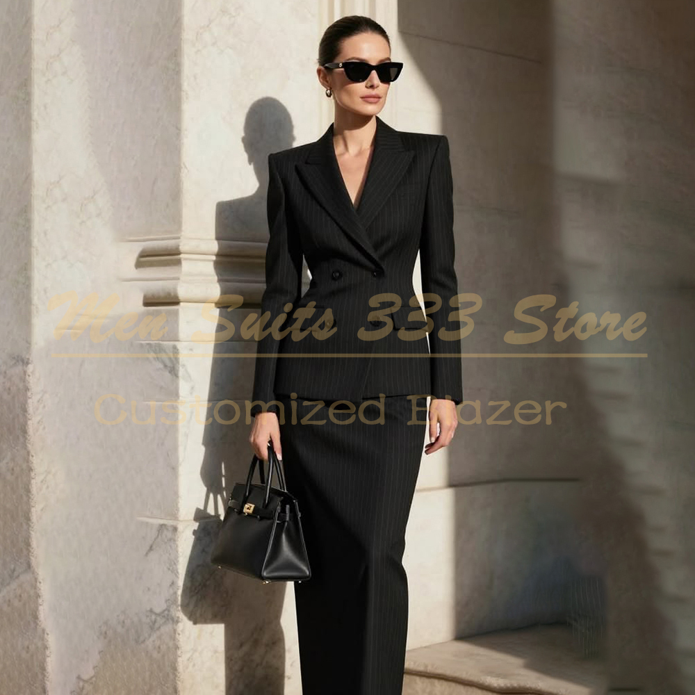 디자이너 블랙 스트라이프 여성 정장 세트, 포멀 더블  - Men Formal Wear All Black 리뷰 및 가격