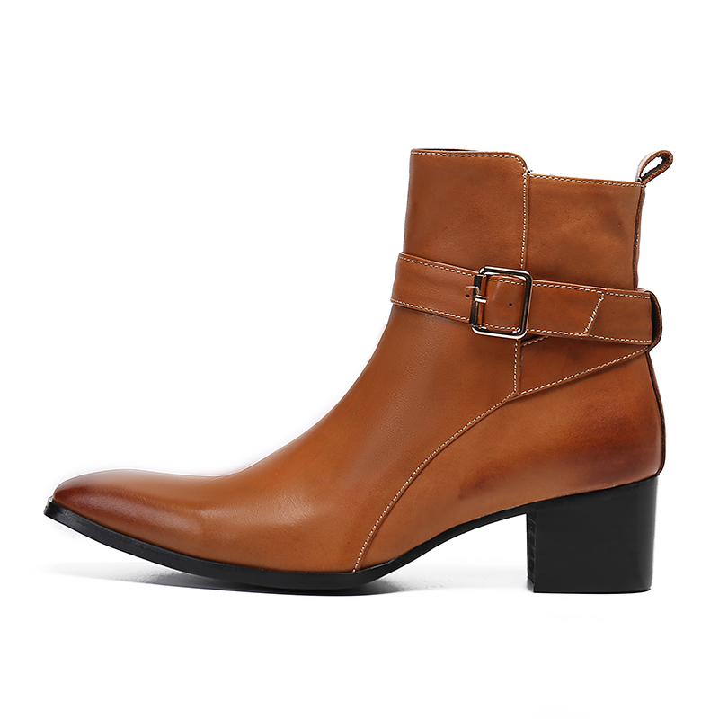 겨울 브라운 버클 남성용 지퍼 앵클 부츠 정품 가죽 신 - Men Formal Wear With Boots 리뷰 및 가격