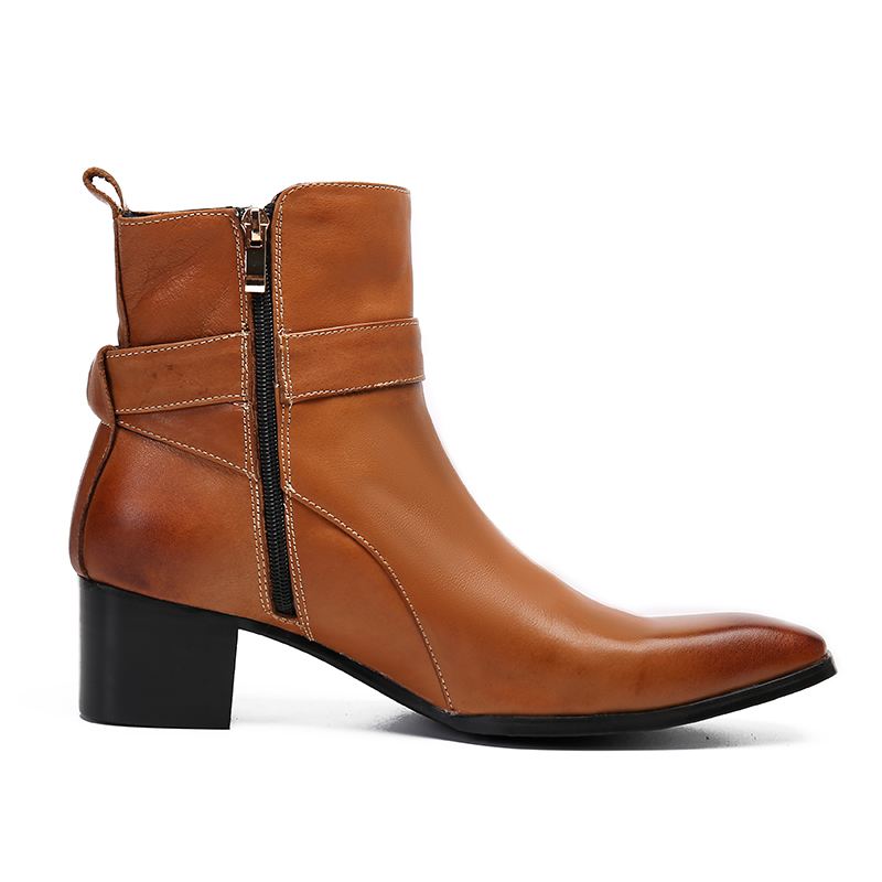 겨울 브라운 버클 남성용 지퍼 앵클 부츠 정품 가죽 신 - Men Formal Wear With Boots 리뷰 및 가격