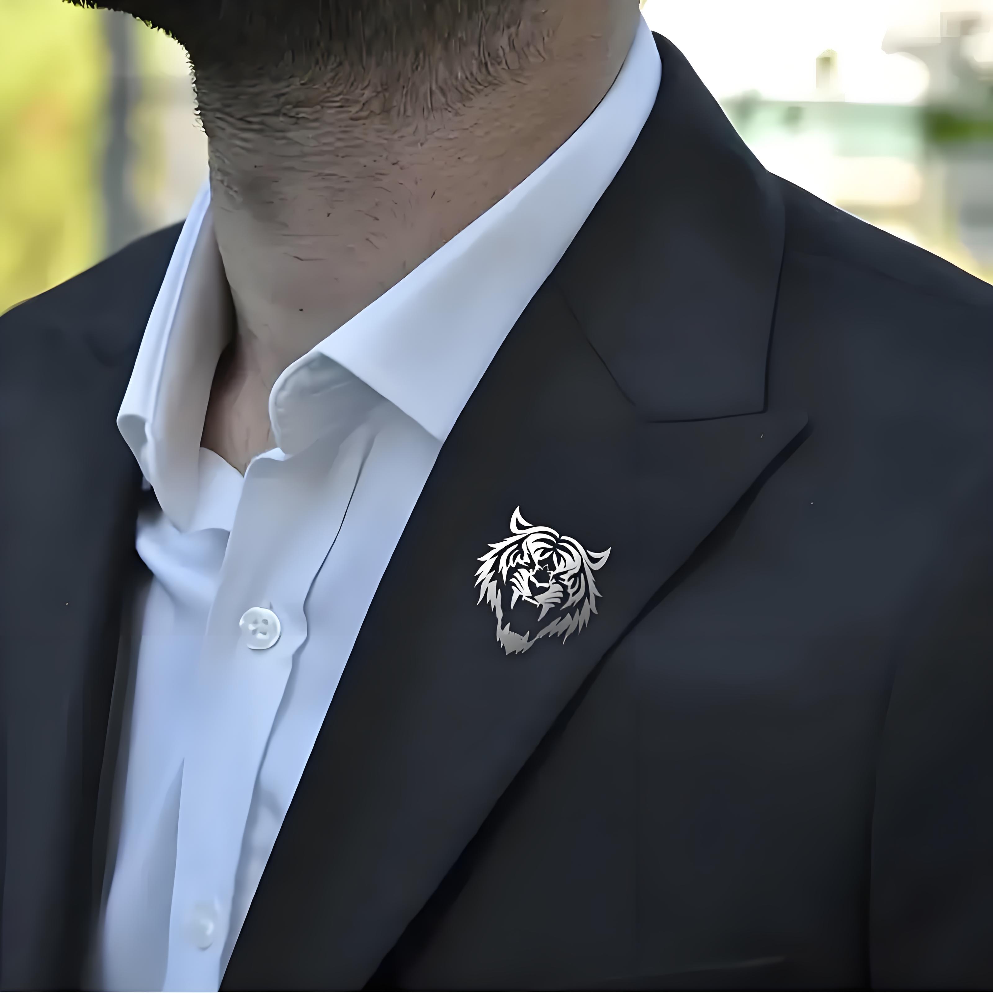 남성용 스테인레스 스틸 호랑이 머리 옷깃 핀, 중공 디 - Tuxedo Lapel Pin 리뷰 및 가격