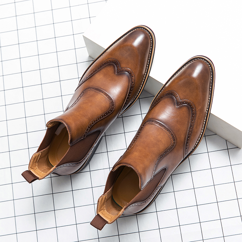 영국 스타일 남성 패션 첼시 부츠, 부드러운 가죽 조각 - Men Formal Wear With Boots 리뷰 및 가격