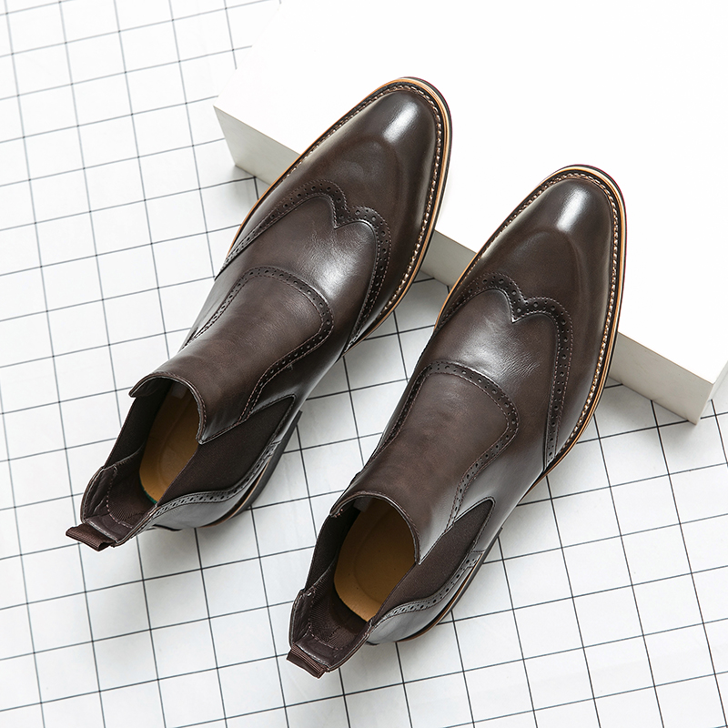 영국 스타일 남성 패션 첼시 부츠, 부드러운 가죽 조각 - Men Formal Wear With Boots 리뷰 및 가격
