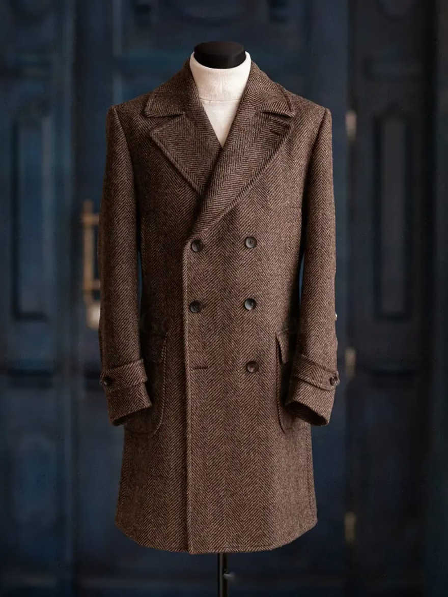 현대적인 스타일의 남성용 헤링본 패턴 오버코트, 1벌, - Men Formal Wear Modern 리뷰 및 가격