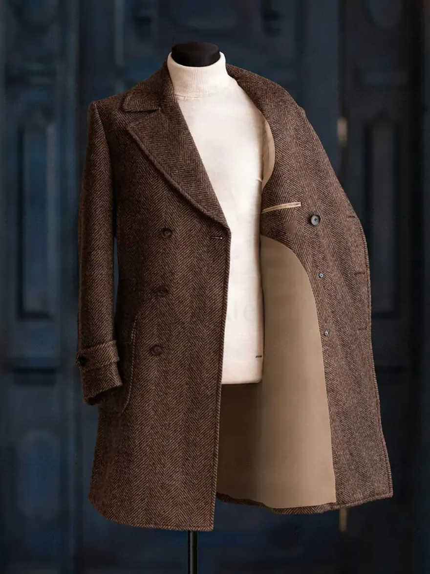 현대적인 스타일의 남성용 헤링본 패턴 오버코트, 1벌, - Men Formal Wear Modern 리뷰 및 가격