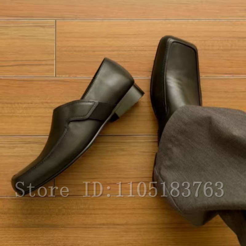 남성용 블랙 가죽 스퀘어 토 로퍼 클래식 정장 및 캐주 - Formal Men Daily Wear Footwear 리뷰 및 가격