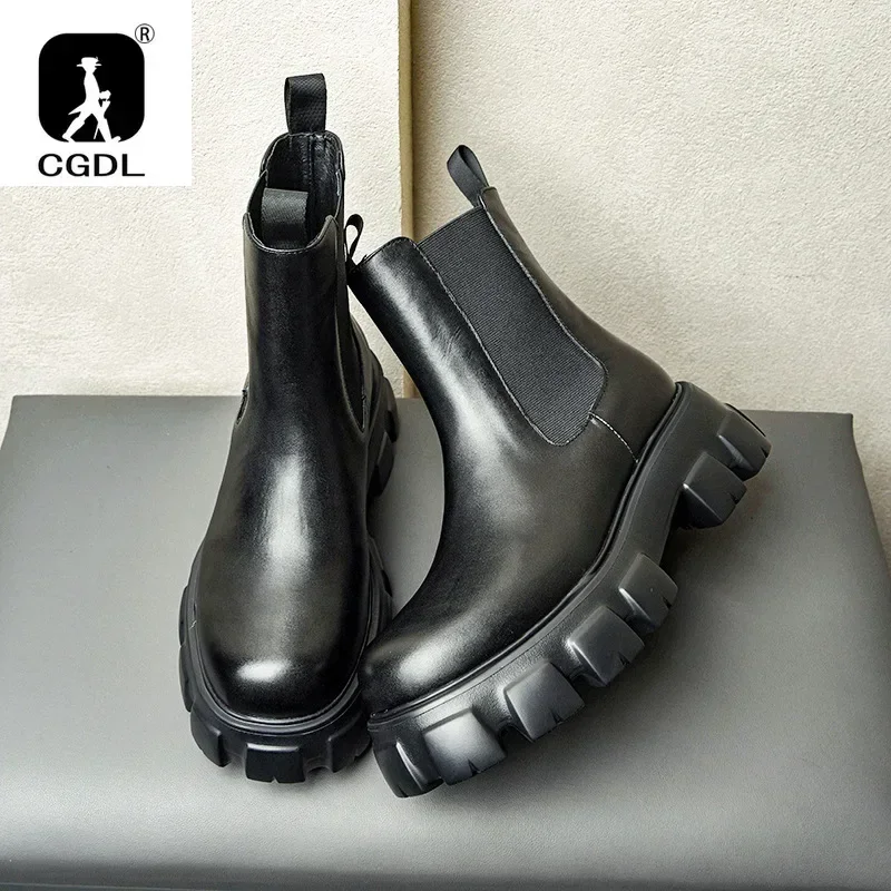 남성용 진짜 가죽 두꺼운 밑창 부츠, 빈티지 스타일 하 - Men Formal Wear With Boots 리뷰 및 가격