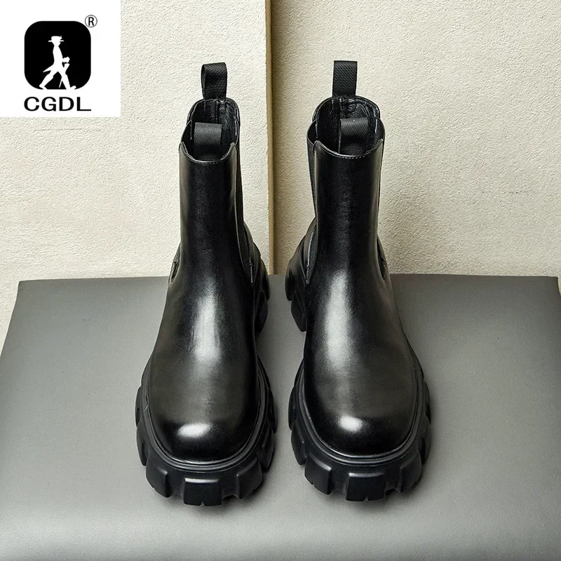 남성용 진짜 가죽 두꺼운 밑창 부츠, 빈티지 스타일 하 - Men Formal Wear With Boots 리뷰 및 가격