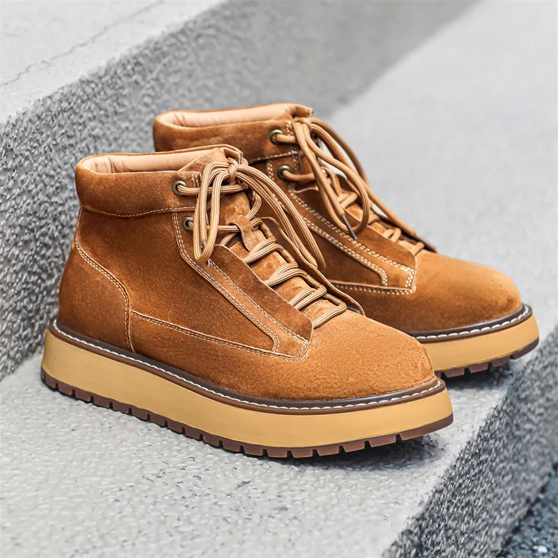 새로운 가을 겨울 수제 소가죽 스웨이드 남성용 아웃도어 - Men Formal Wear With Boots 리뷰 및 가격