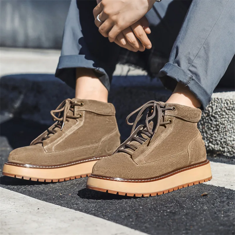 새로운 가을 겨울 수제 소가죽 스웨이드 남성용 아웃도어 - Men Formal Wear With Boots 리뷰 및 가격