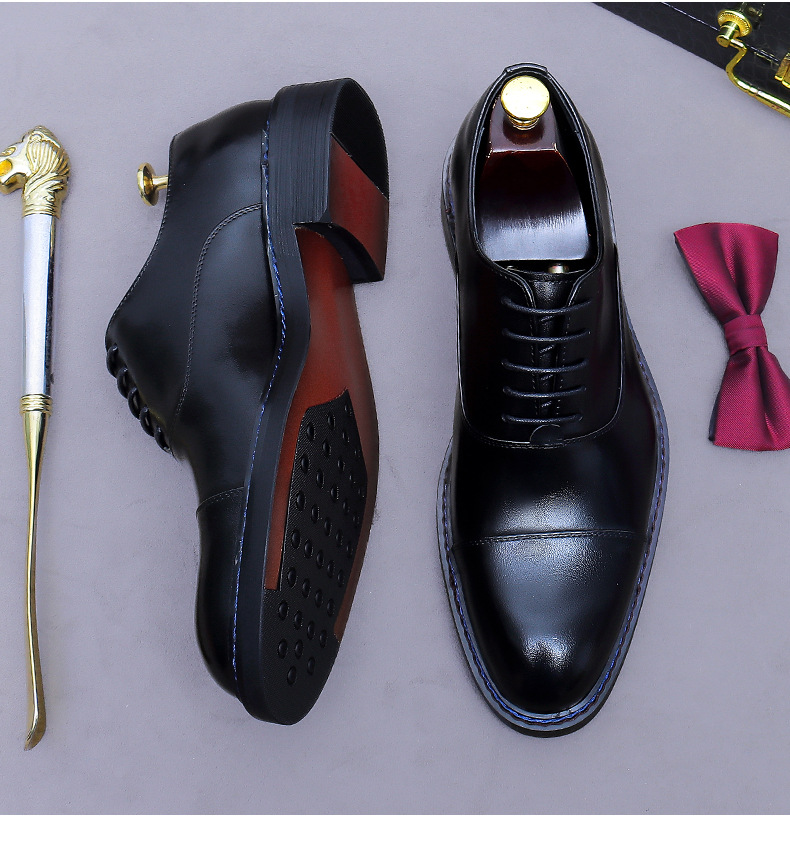 코냑 캡토 옥스퍼드 정품 가죽 레이스업 슈즈 블루 콘트 - Formal Men Daily Wear Footwear 리뷰 및 가격