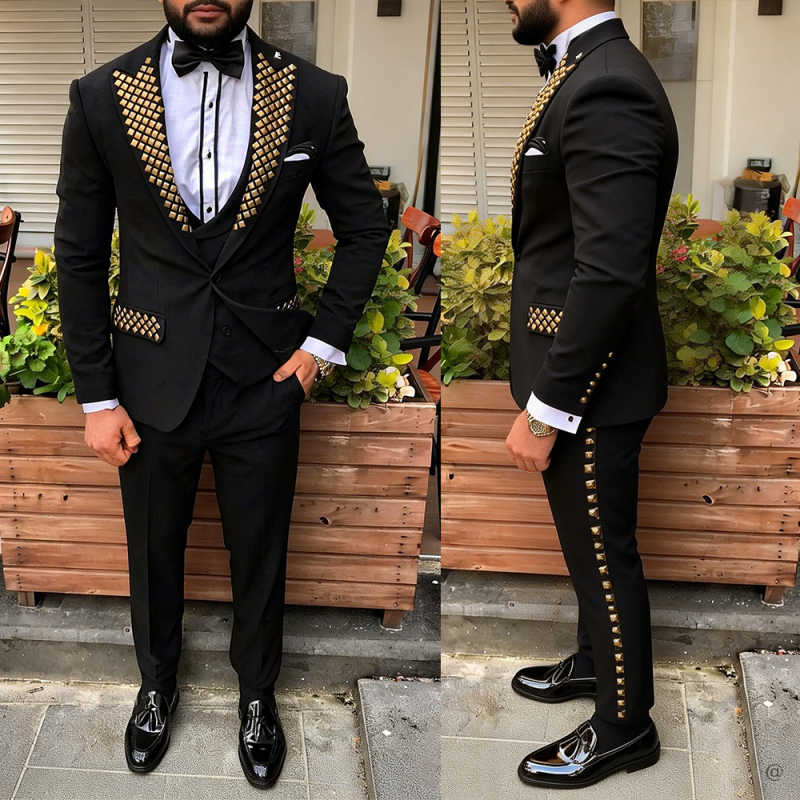 모던 남성 턱시도 비즈 장식 피크드 라펠 웨딩 수트 정 - Men Formal Wear Modern 리뷰 및 가격