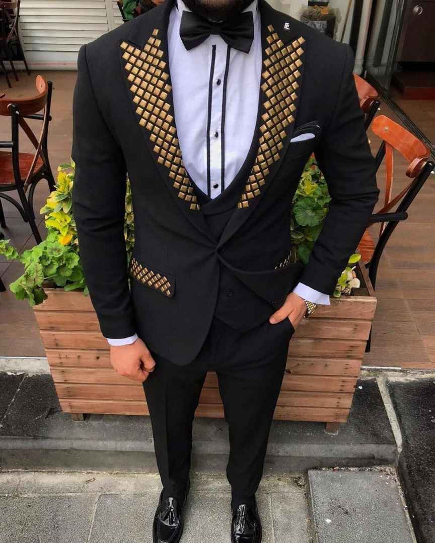 모던 남성 턱시도 비즈 장식 피크드 라펠 웨딩 수트 정 - Men Formal Wear Modern 리뷰 및 가격